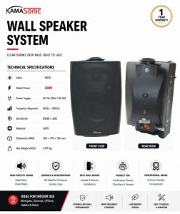 Product Tile: KAMASONIC 30W Wall Speaker System – 100V